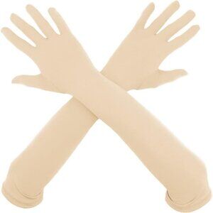 Women's Satin Dark Skin Gloves Elbow Length Full Finger Stretchy Party Costume